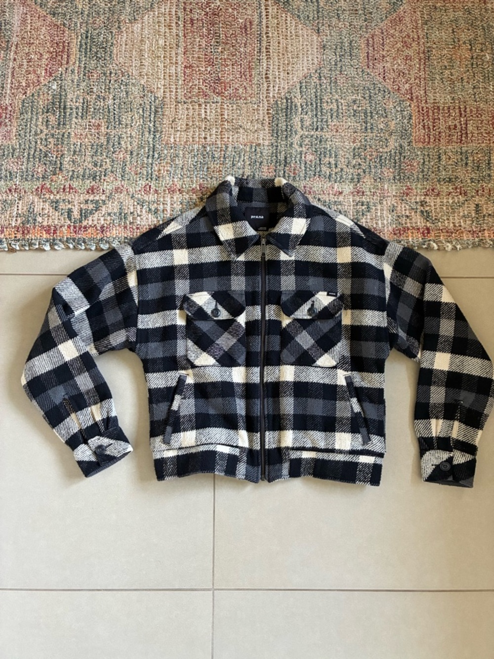 Prana Black & Cream Plaid Jacket